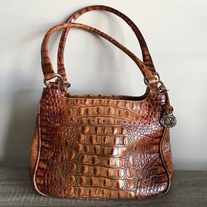 Brahmin Brown Croc Embossed Leather Bag